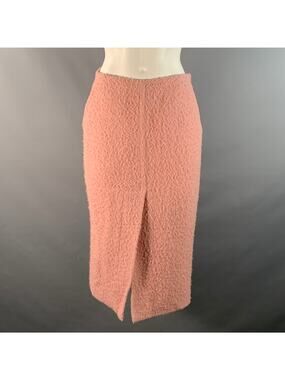 MARNI Size 4 Pink Alpaca Blend Textured Pencil Mid-Calf Skirt